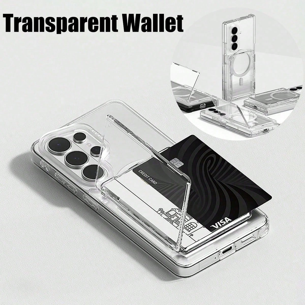 Document Holder Stand - 1개입, 투명 마그세이프 카드 지갑 겸
