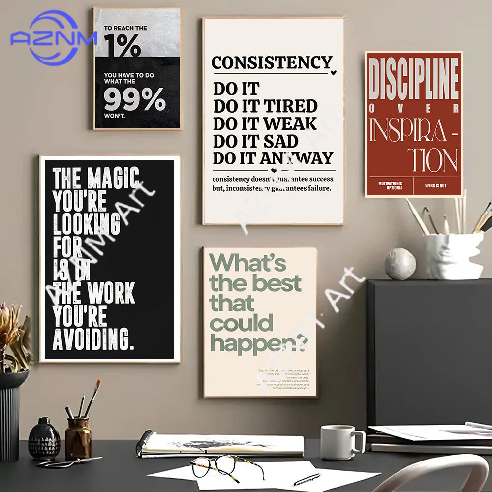 미니멀리스트 동기 부여 명언 영감을 주는 훈련 예술 포 - Home Office Room Inspiration 리뷰 및 가격