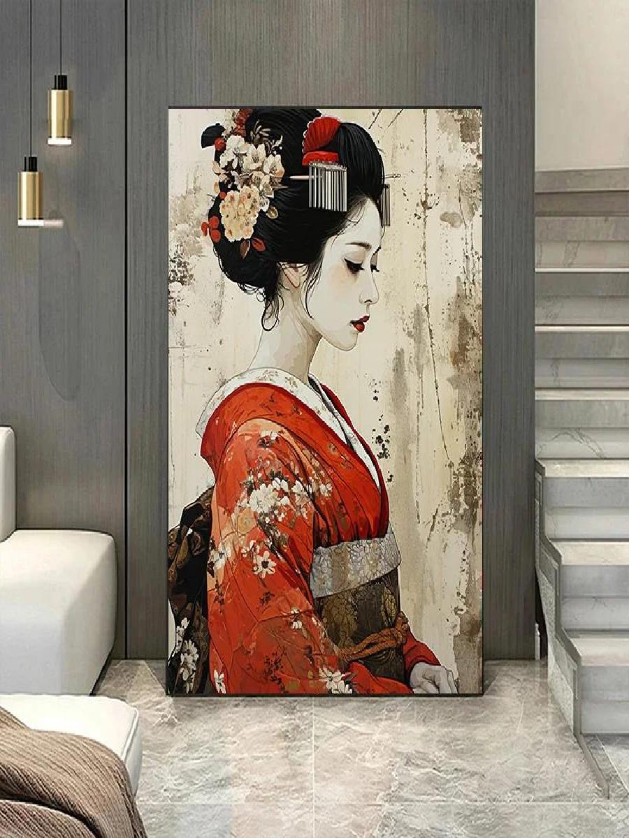 우아한 기모노 게이샤 캔버스 벽 아트, 일본식 영감 홈 - Home Office Room Inspiration 리뷰 및 가격