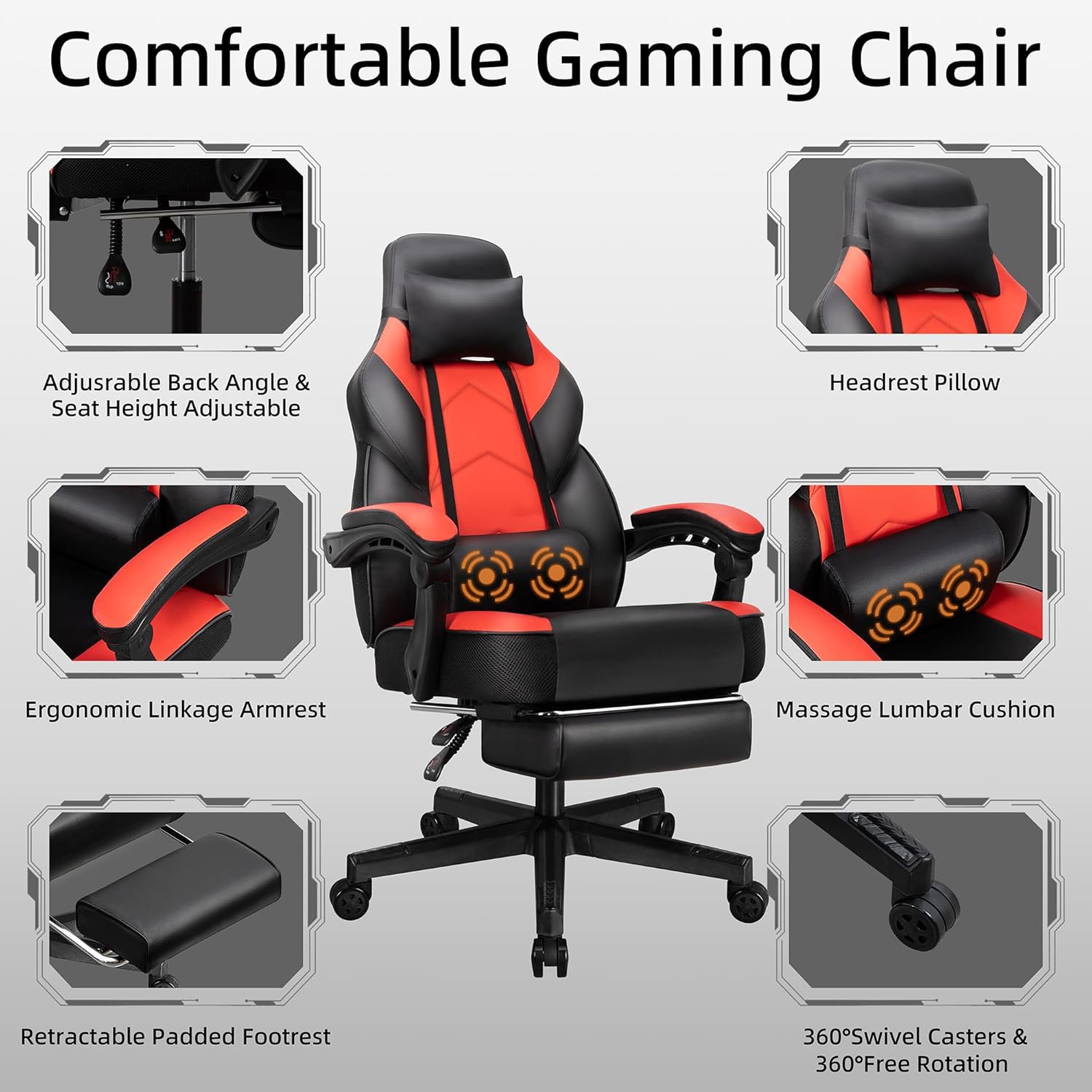 발 받침대, 마사지 요추 지지대, 홈 오피스 및 레이싱 - Ergonomic Office Chair 리뷰 및 가격