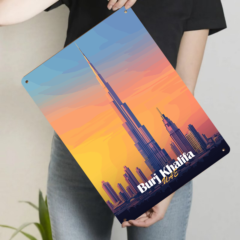 부르즈 칼리파 두바이 UAE 스카이라인 금속 벽 예술  - Home Office Dubai 리뷰 및 가격