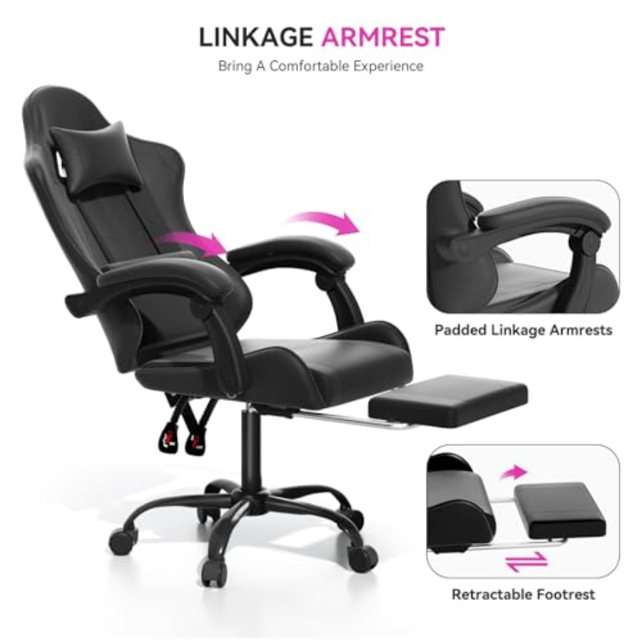홈 오피스용 게이밍 의자, PU 가죽, 블랙, 인체공학 - Ergonomic Office Chair 리뷰 및 가격